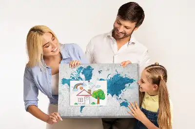 World Map Printed Cork Memo Board