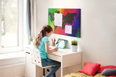 Printed Cork Board World map