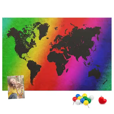 Printed Cork Board World map