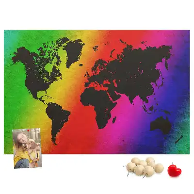 Printed Cork Board World map