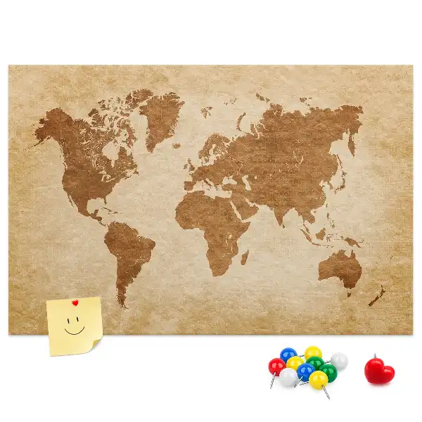Old-style World Map Printed Cork Memo Board