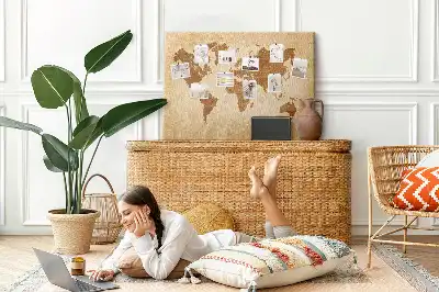 Old-style World Map Printed Cork Memo Board