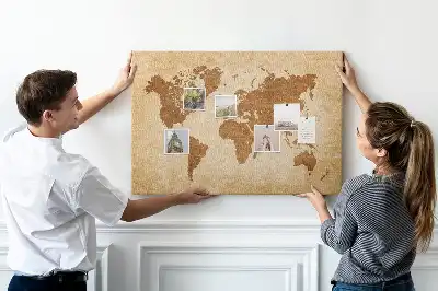 Old-style World Map Printed Cork Memo Board