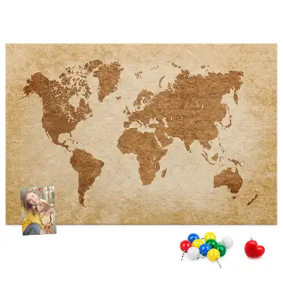 Old-style World Map Printed Cork Memo Board