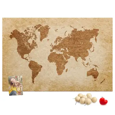 Old-style World Map Printed Cork Memo Board