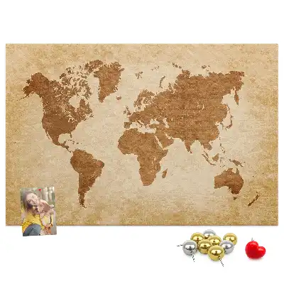 Old-style World Map Printed Cork Memo Board