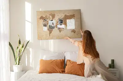 Old-style World Map Printed Cork Memo Board