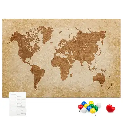 Old-style World Map Printed Cork Memo Board