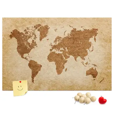 Old-style World Map Printed Cork Memo Board