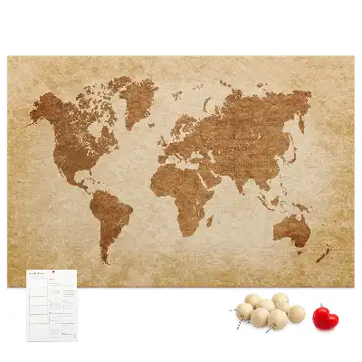 Old-style World Map Printed Cork Memo Board
