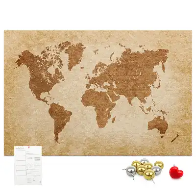 Old-style World Map Printed Cork Memo Board