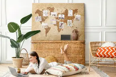 Old-style World Map Printed Cork Memo Board