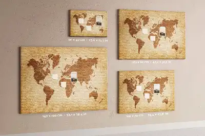 Old-style World Map Printed Cork Memo Board