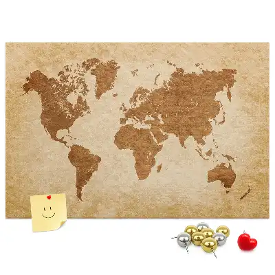 Old-style World Map Printed Cork Memo Board