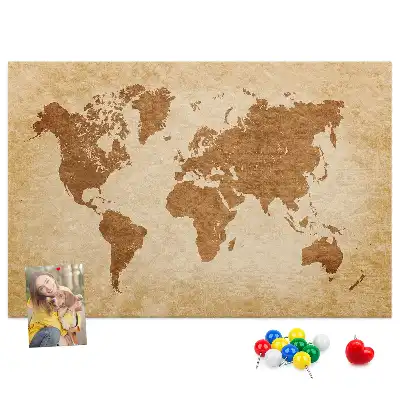 Old-style World Map Printed Cork Memo Board