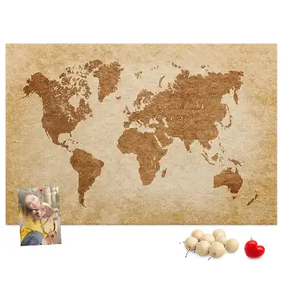 Old-style World Map Printed Cork Memo Board