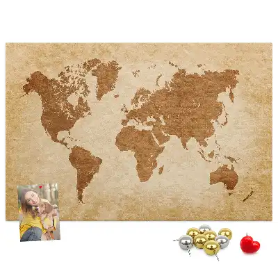 Old-style World Map Printed Cork Memo Board