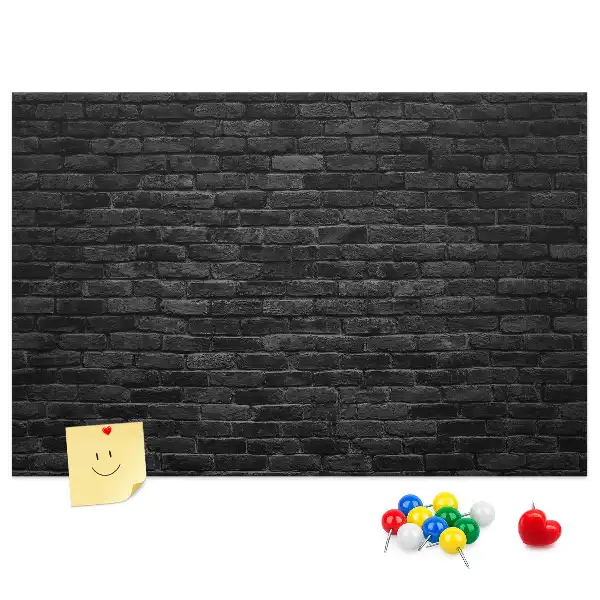 Printed Cork Board Dark brick wall