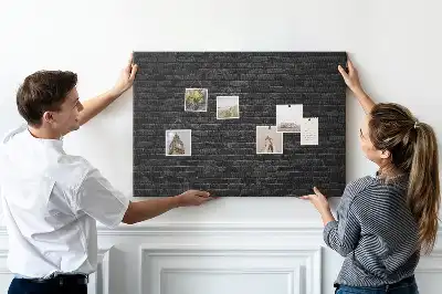 Printed Cork Board Dark brick wall