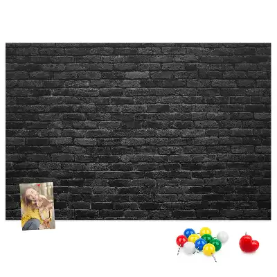 Printed cork board with a dark brick wall design