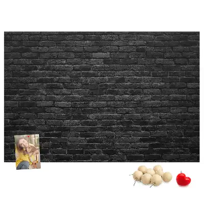 Printed Cork Board Dark brick wall