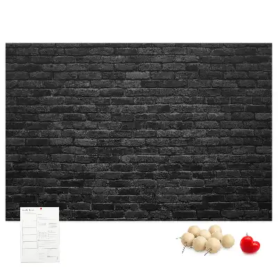 Printed Cork Board Dark brick wall