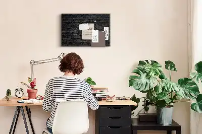 Printed Cork Board Dark brick wall
