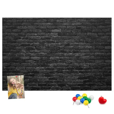 Printed Cork Board Dark brick wall