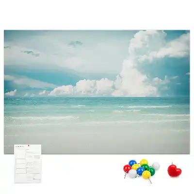 Cork memo board featuring a sea landscape