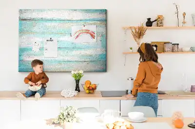 Blue Printed Cork Memo Board