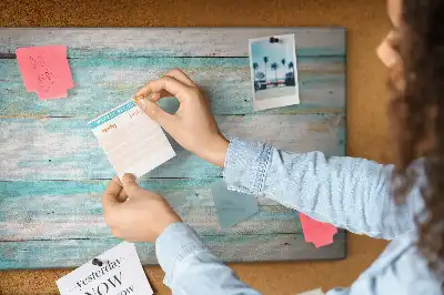 Blue Printed Cork Memo Board