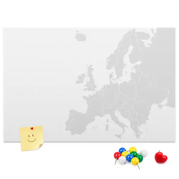 Cork memo board in the shape of a map of Europe