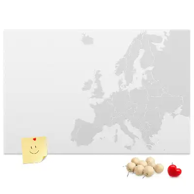 Cork memo board in the shape of a map of Europe