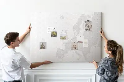 Cork memo board in the shape of a map of Europe
