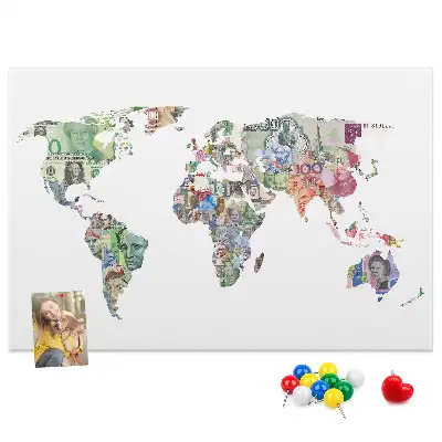 Printed Cork Board World map