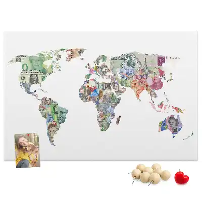 Printed Cork Board World map