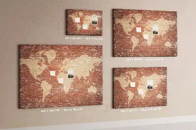 Printed Cork Board World Map on brick