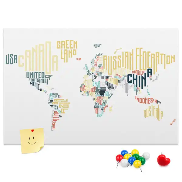 Printed Cork Memo Board with Country Names