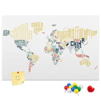 Printed Cork Memo Board with Country Names