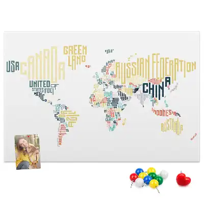 Printed Cork Memo Board with Country Names