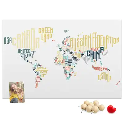Printed Cork Memo Board with Country Names