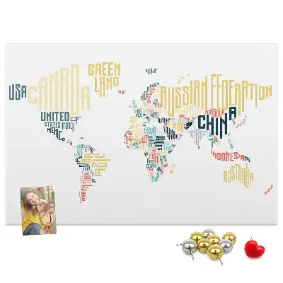 Printed Cork Memo Board with Country Names