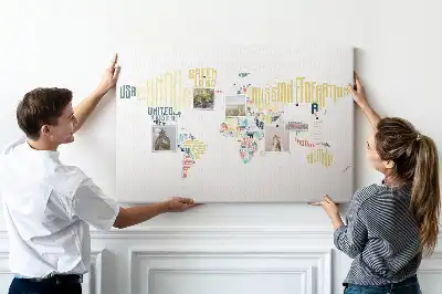 Printed Cork Memo Board with Country Names