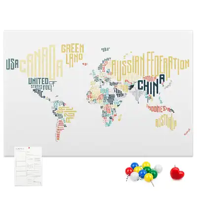 Printed Cork Memo Board with Country Names