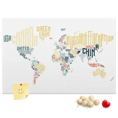 Printed Cork Memo Board with Country Names