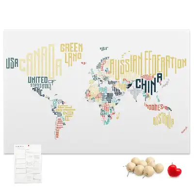 Printed Cork Memo Board with Country Names