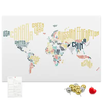 Printed Cork Memo Board with Country Names