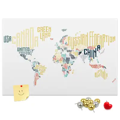 Printed Cork Memo Board with Country Names