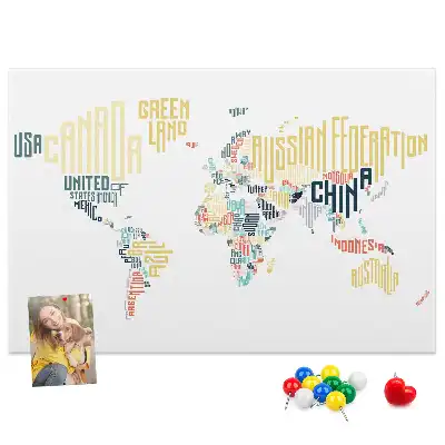 Printed Cork Memo Board with Country Names