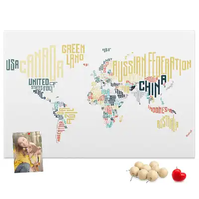 Printed Cork Memo Board with Country Names